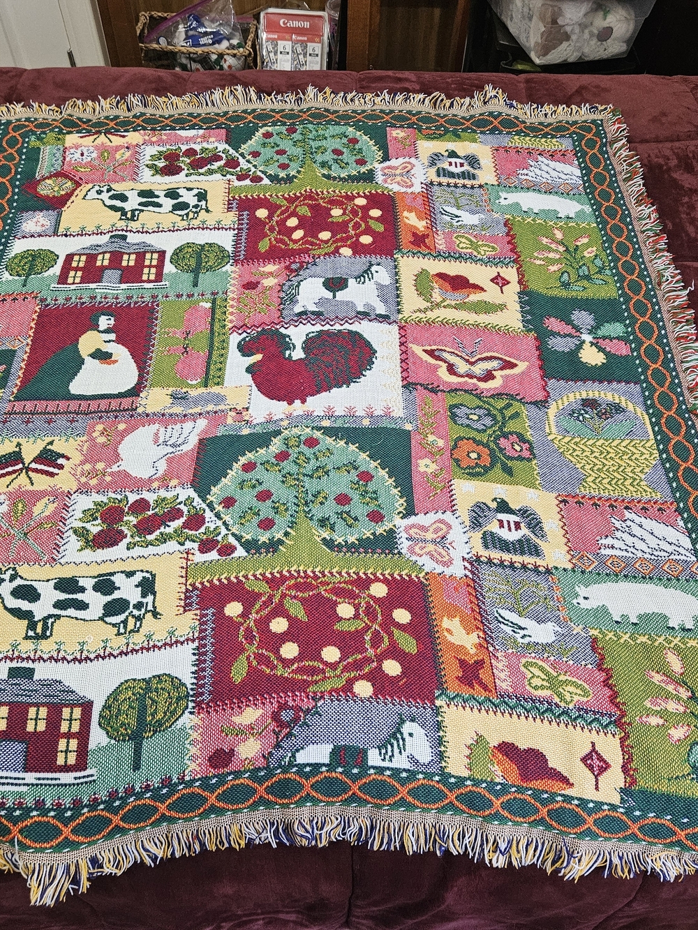 Colorful Patchwork Farmhouse Throw Blanket - Multicolor